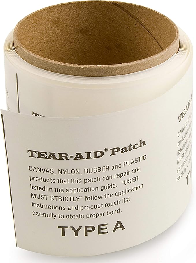 Tear-Aid Fabric Repair Kit, Type A Clear Patch for Canvas, Fiberglass, Leather, Polyester, Nylon & More, 3in x 5ft Roll, Single Pack | cycling-tire-repair-kits