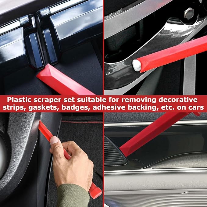 4 Pcs Plastic Chisel Scraper,Auto Paint Scraper Remover Tool Kit Accessories,For Removing Debris, Adhesives, Film
