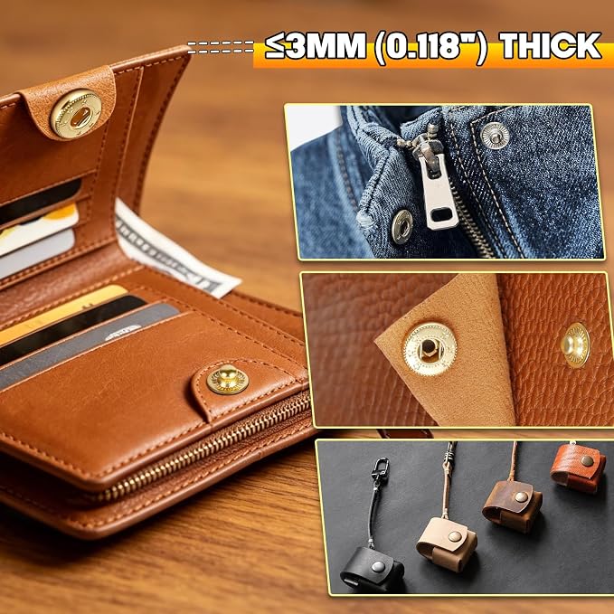 Alritz 100 Sets Leather Snap Fasteners Kit with Press Pliers, 12.5mm Metal Button Snaps Press Studs with 4 Setter Tools for Clothes, Jackets, Jeans Wears, Bracelets, Bags