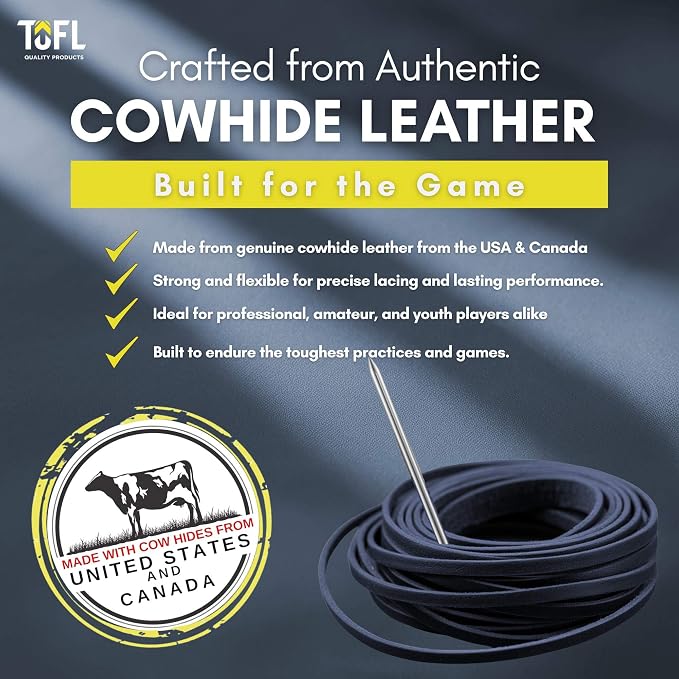 TOFL Softball and Baseball Glove Lace Kit | Mitt Lace Glove Repair Lacing Kit | 2 Leather Laces with Lacing Needle for Catchers Glove