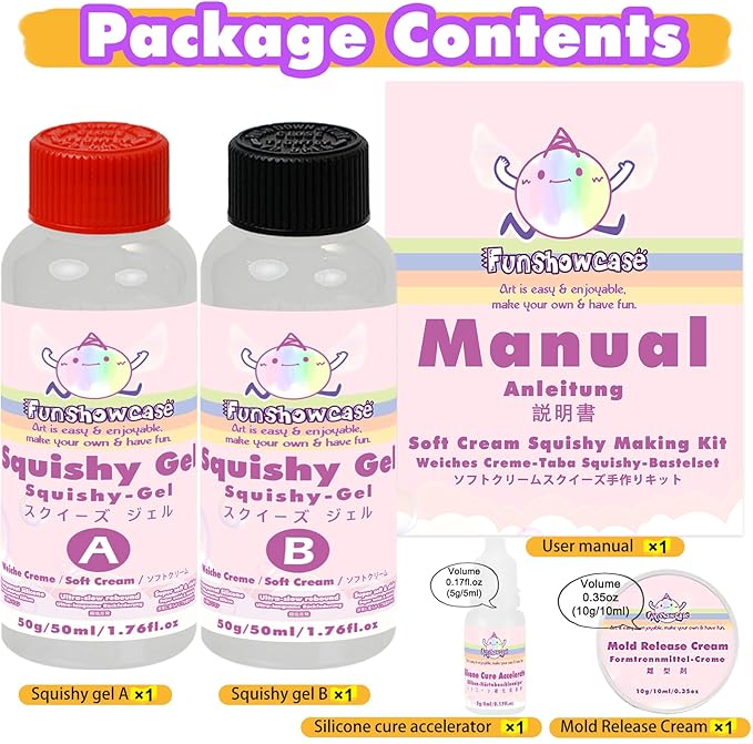 Taba Squishy Making Kit Ultra Slow Rising Soft Cream Gel Flex Rubber Liquid Silicone 3.5oz Pack