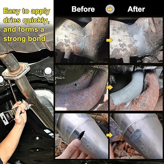 LOCBONDSO High Temp Exhaust Repair Kit, Muffler Repair Kit & Exhaust Sealant, Exhaust Leak Repair for Muffler, Tailpipe, Exhaust System, 5.3 oz.