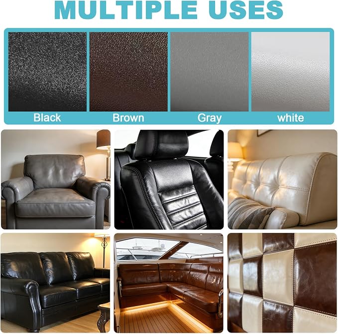 Brown Faux Leather Vinyl Fabric 78"x55" Smooth Solid Color Leather Sheet, Waterproof Synthetic Leather Material for Upholstery Crafts, Sewing DIY Projects, Sofa, Car
