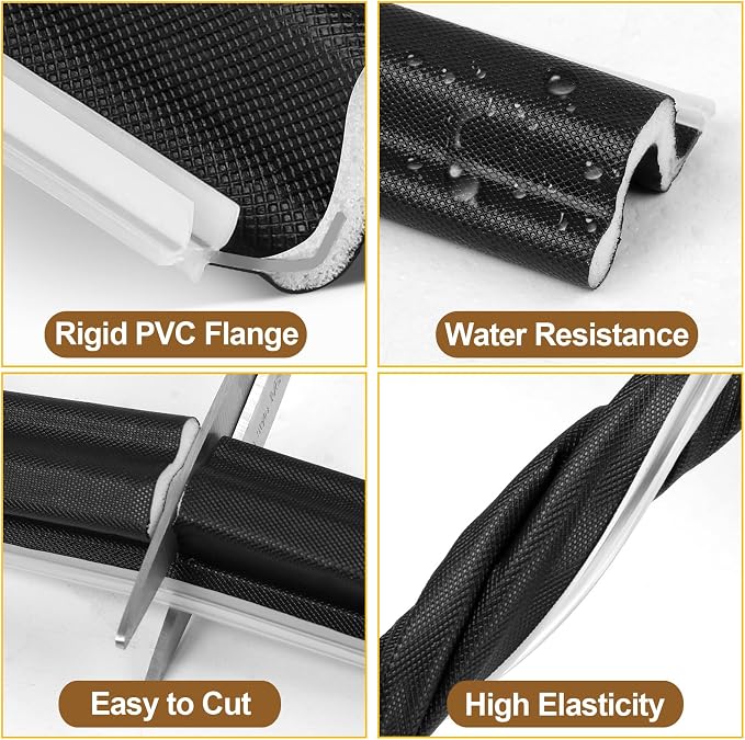 Door Weather Stripping, Kerf Weather Stripping for Doors with Groove,Weather Stripping Door Seal for Large Gap and Easy Installation(26, Black)