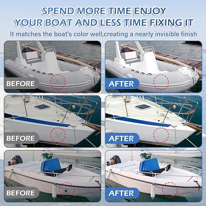 Marine Fiberglass Repair Kit for Boats, Gel Coat Kepair kit for Boats, Epoxy Filler for Repairs Cracks, Scratches, Debris, Holes, Gaps, Suitable for Fiberglass, Acrylic, Porcelain 100g-1.76oz