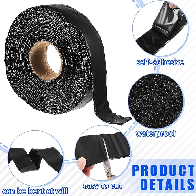 Fabbay 2 Rolls 1.97 Inch Asphalt Crack Filler Tape Asphalt Tape for Driveway Repair Joint and Crack Sealer for Tarmac Parking Lot Roof Cement Road, 50 Feet Each Roll, 2.5 mm Thick