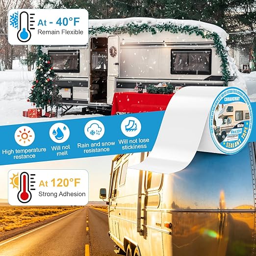 RV Roof Tape white, 6" x 33' Automotive Butyl Sealant Tape for Processing, UV Resistant, Waterproof, Used for RV Roofs, Campervans, Trailers, Boat Seal Leak Repairs, Windows, Headlights (6INCH X33FT)