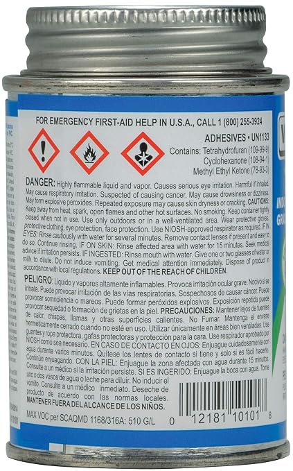 Weld-On 10101 705 Industrial Grade PVC Medium-Bodied High Strength Solvent Cement - Fast-Setting and Low-VOC, Gray, 1/4 Pint (4 fl oz)