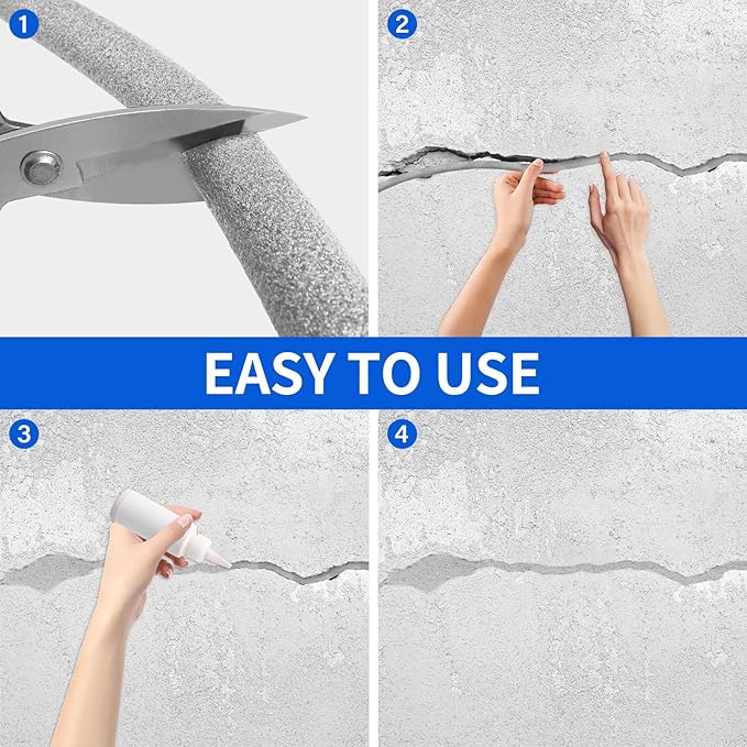Backer Rod Foam Gap Filler Crack Filler for Concrete Repair Caulk Saver Backing Rod Concrete Expansion Joint Rope Caulk for Sealing Gaps, Expansion Joints, Crack Filling (Gray, 1/4 Inch x33 Ft)
