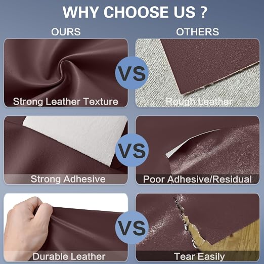 Self Adhesive Leather Repair Patch Kit, 31.4 in x 16 in Large Vinyl Leather Repair Tape for Furniture, Car Seat, Couch, Sofa, Chair Smooth Darkbrown