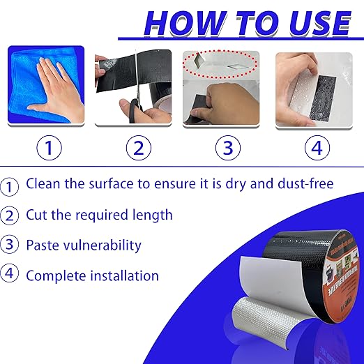 WaterproofRepair Tape for Fabric, 3.1IN x24.6FT, Heavy Duty Outdoor Repair Tape, for RV Roof, Tarp, Tent, Sail and Boat Cover Outdoor Repair Patch, Multipurpose Awning Repair Tape (Black)