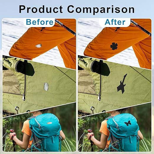 4" x 63" Nylon Patch Repair Kit, Quick Self-Adhesive Waterproof Fabric Patch, Versatile Gear Repair Tape for Down Jackets, Tents, Backpacks, Couch, Sleeping Bags (Black)