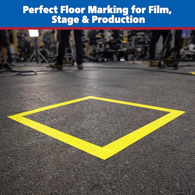 Gaffer Power Sunshine Yellow Gaffer Tape 2” x 30 Yards – No Residue, High Visibility, Made in USA, Non-Reflective Matte Cloth Tape for Floor Marking, Safety, Stage & Cable Management