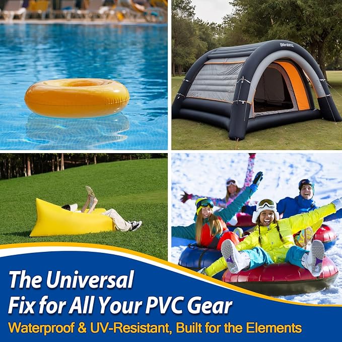 Air Mattress Patch Kit, Vinyl Pool Liner Repair Kit, Inflatable Repair Patch Kit for Air Beds, Hot Tubs, Inflatable Boats, Bounce House, Swim Rings & Toys (60ml)