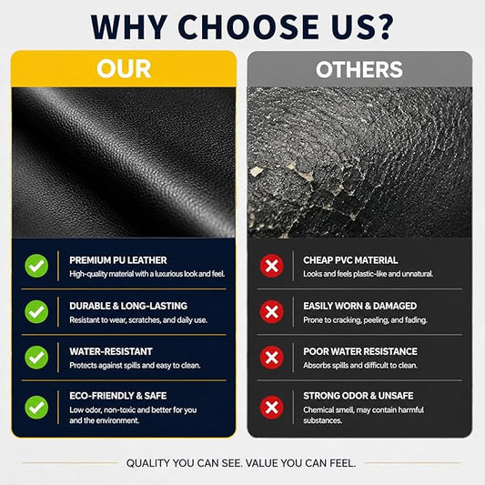 CHEIGHY Leather Repair Kit for Furniture - Advanced PU, Strong Self Adhesive Leather Repair Patch for Couch 17X118 inch Vinyl Repair Tape for Car Seat Sofa Office Chair (Black)