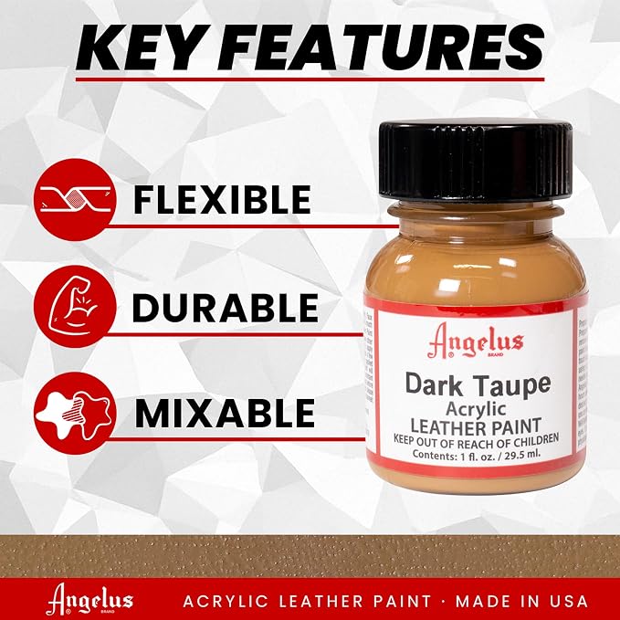 Angelus Acrylic Leather Paint, Dark Taupe, 1 oz.