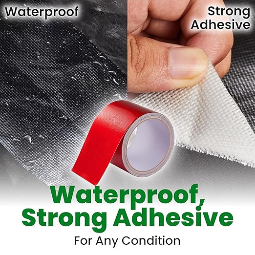 Awning Covers & Tarp Repair Tape - Waterproof Self Adhesive Patch Repair Kit | Patch Tapes for Awnings, Outdoor Canopies, Patio Awnings, Gazebos, Tents, RV, Canvas, Boat Covers (Red, 3 Inch x 25 Ft)
