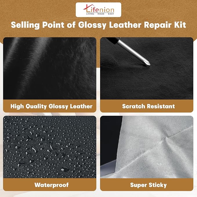 Leather Repair Patch, 17X79 Inch Self Adhesive Leather Repair Tape, Large Vinyl Patch Kit for Couches, Sofa, Furniture, Car Seats, Office Chairs, Cabinets, Handbags（Dark Brown, 17X79 Inch）