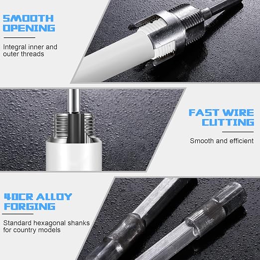 3 Pcs Pipe Thread Cutting Tool Integrated Internal & External Pipe Threading Tool Electric Drill Compatible PVC Tube Threader Kit, 1/2", 3/4", 1'' Tube Sizes Rethreading Kit(3 Sizes, Silver)