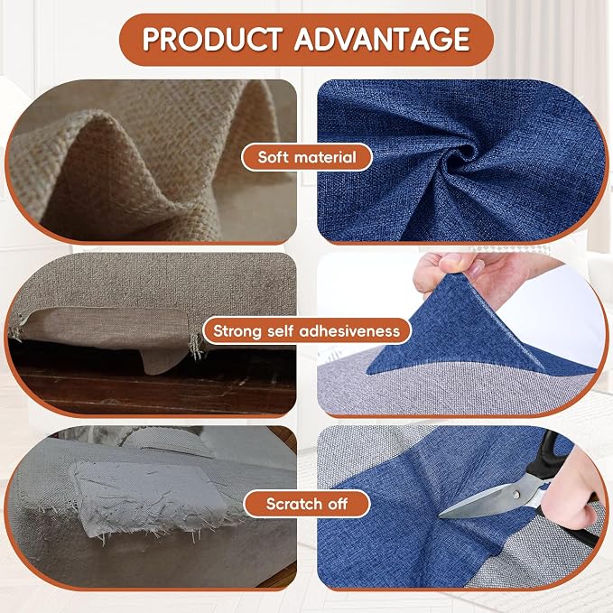 Linen Fabric Repair Tape 16x79 Inch, Self Adhesive Couch Patch Repair Fabric Tape for Furniture, Linen Patch Kit for Couch, Carpet, Upholstery, Chair, Sofa, Cushion, Bag (Navy Blue)