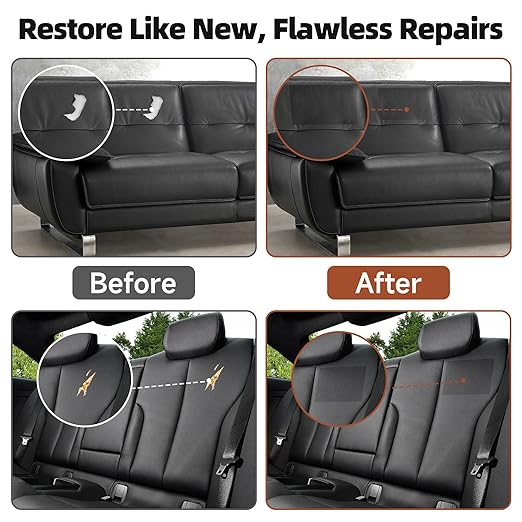 Leather Repair Tape, self-Adhesive Leather Repair Patch, for car seat Repair, Suitable for Sofas, Furniture, Seats, Strong Adhesive Leather Repair Tape (Black, 7.87x 85in)