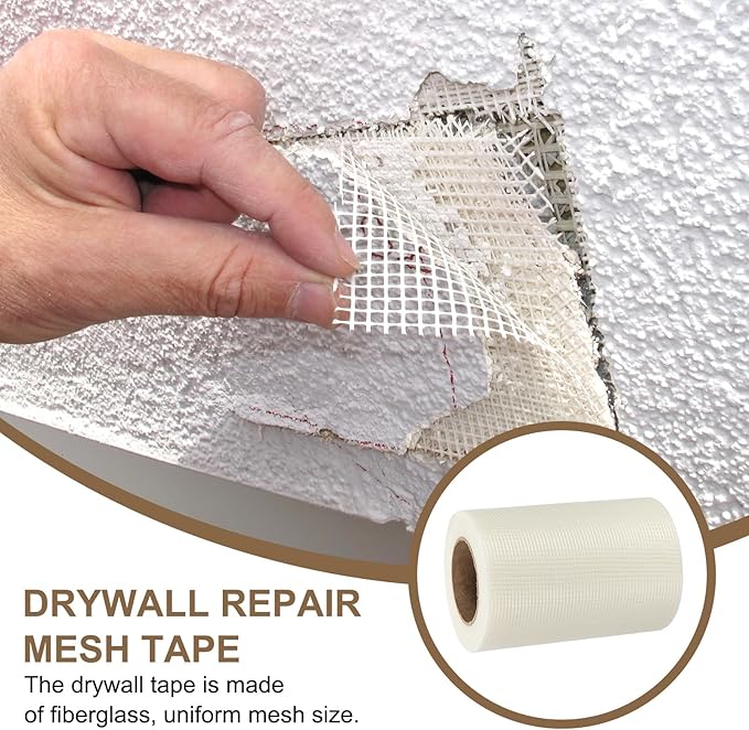 PATIKIL Drywall Repair Mesh Tape, 8 inch x 164 ft Fiberglass Repair Patch Self-Adhesive Dry Wall Joint Tape 8 Mesh Wall Hole Crack and Seam Patch, White