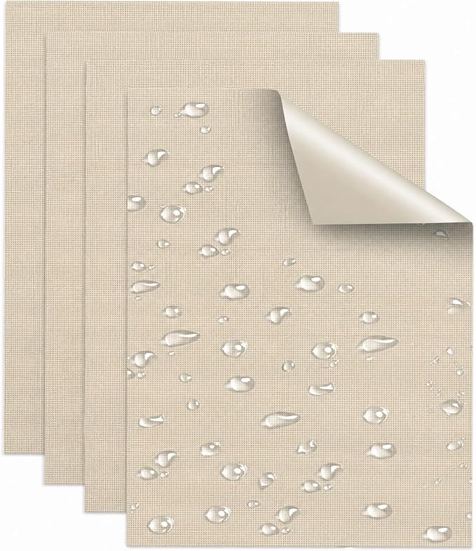 Canvas Repair Patches, Heavy Duty Waterproof Self-Adhesive Fabric Repair Tape for Tent, Sofa, Boat Covers, Chairs, Awning & Camping Outdoor Gear, 7.87"x5.9", Beige