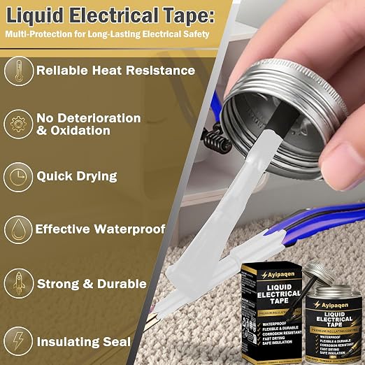Liquid Electrical Tape Waterproof, 150ml Liquid Tape for Wire Insulation & Repair, Fast Drying Flexible Electrical Sealant, Heat Resistant Liquid Electrical Tape for Outdoor Indoor Use