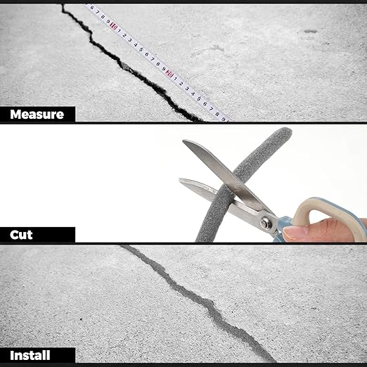 MotiMind 1/2 Inch x 25 ft Foam Backer Rod for Gaps Joints Concrete Crack Filler Caulk Saver Bulk Foam Backing Rod Concrete Filler Rope for Weather Stripping Door Seal(Gray)