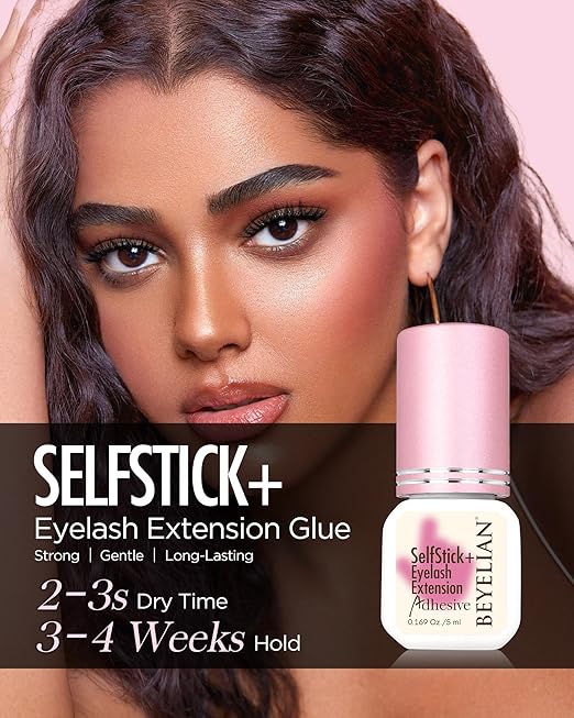 BEYELIAN Lash Cluster Glue Strong Hold Eyelash Extension Black Glue Long Lasting 3-4 Weeks Waterproof & Hypoallergenic Formaldehyde-Free for Open Eyes DIY Salon Use Only(5ML)