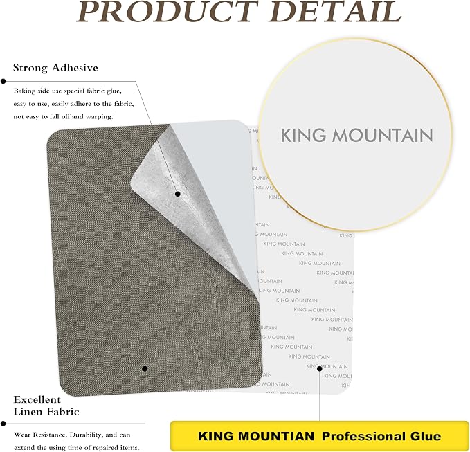 Fine Linen Repair Patches, Self-Adhesive Fabric Patches, 8x11 inch 2 PCS, Multi Color, for Linen Sofa and Clothes Repair (Cream-Gray)
