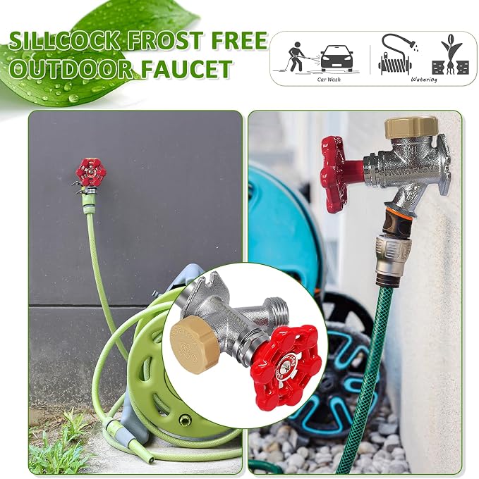 10 Inch Anti-Siphon Frost Free Sillcock Valve Multiturn 1/2 Inch NPT, 3/4 Inch Hose Bibb, Brass Body, Brass Valve, 12 Inch Length, Chrome Finish