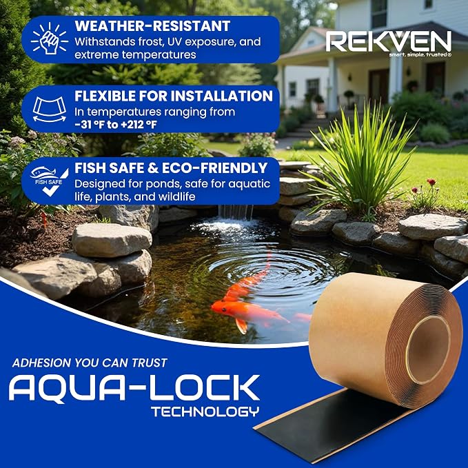 Pond Liner Seam Tape - 30 Feet x 3 Inch - Double Sided Butyl Tape - Bond Seal or Repair EPDM PVC HDPE LDPE RPE LLDPE - Perfect for Small or Large Fish and Koi Ponds (Tape Only)