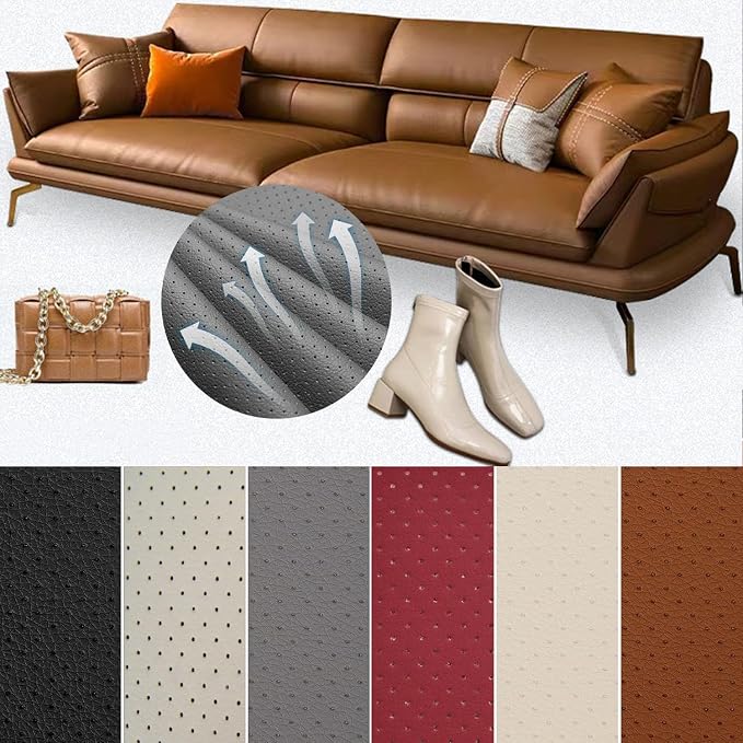 Leather Repair Patch 17.7x78.7 Breathable Perforated Adhesive Self-Adhesive Repair Patch, Furniture Couch Car Seats Office Chairs Sofa Repair Patch Refurbished Patch