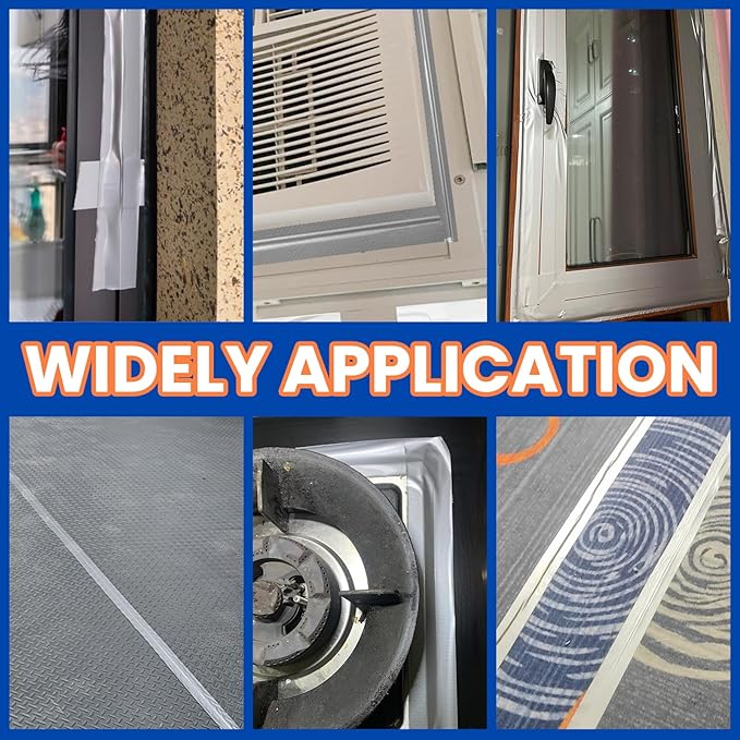 Silver Window Weather Sealing Tape,Window Draft Isolation Sealing Film Tape,Window AC Seal Air Conditioner Sealing Tape No Residue Waterproof Self Adhesive for Keep Out Cold Air Dust Rain 2IN X 65FT