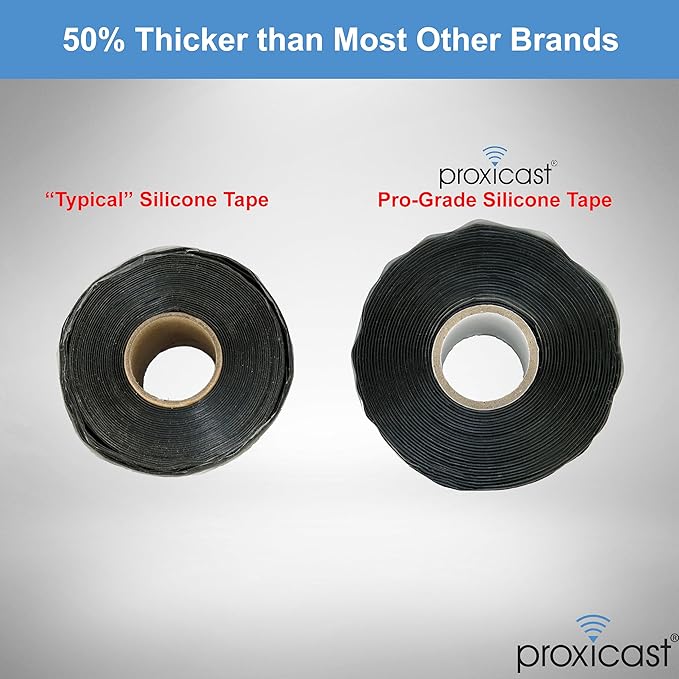 Proxicast Pro-Grade Extra Strong 30mil Weatherproof Self-Fusing Silicone Rubber Sealing Tape for Outdoor Antenna Coax & Electrical Cables, Hose/Pipe Leaks & Emergency Repairs (1.5" x 15' roll) - Red