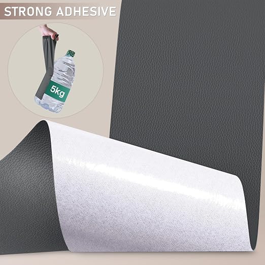 Self Adhesive Leather Repair Patch Kit, 4" x 63" Large Vinyl Leather Repair Tape for Furniture, Car Seat, Couch, Sofa, Chair Dark Grey