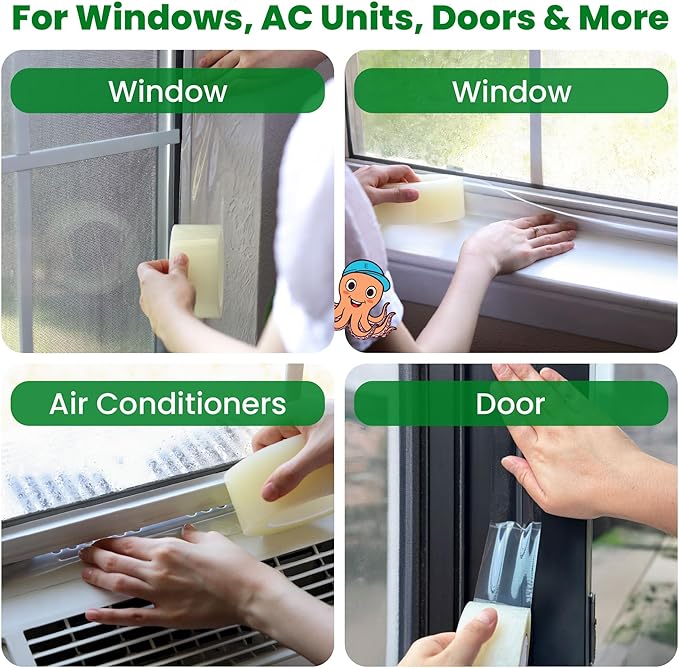 ECOHomes Window Weather Sealing Tape | Winter Weather Stripping Tape to Block Cold Drafts Through Window Gaps and AC Units, Insulation Seal and Draft Blocker for Home (2 Inch by 180 FT, Clear)