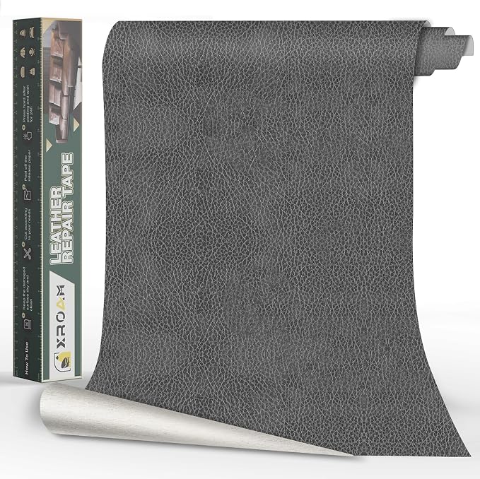 Leather Repair Tape, 16x40 inch Leather Patches for Furniture, Self Adhesive Leather Repair Patch for Sofas, Couches, Leather Covers, Seats, Chairs, Vinyl Repair Tape Retro Dark Gray