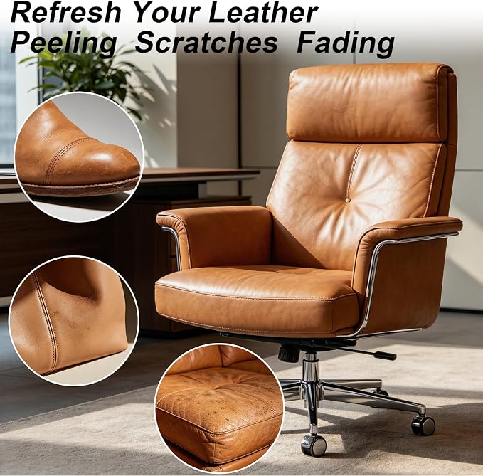 Camel Leather Recoloring Balm, Leather Repair Kit for Furniture, Leather Scratch Remover, Leather Color Restorer for Couch, Car Seats, Shoes - Repair Leather Dye for Scratched and Faded Leather