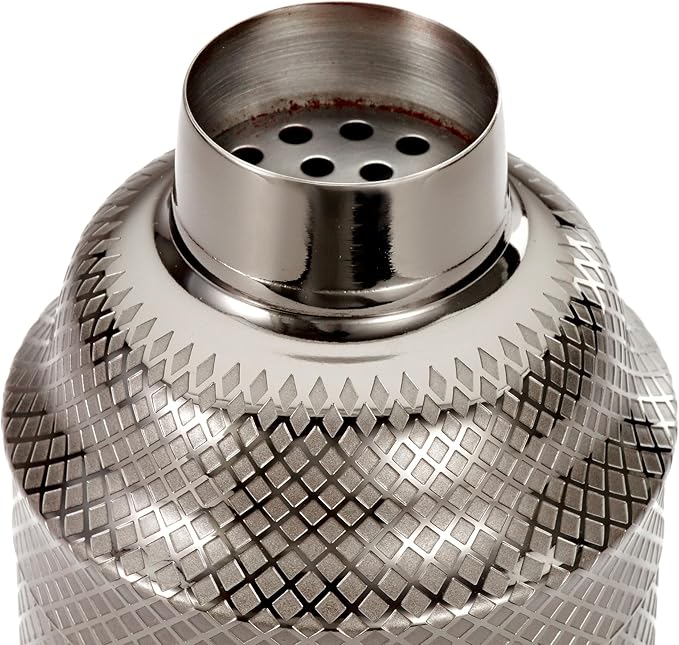 Barfly 3-Piece Diamond Lattice Etch Japanese Cocktail Shaker Set (24 Oz/700ml), Gun Metal Black
