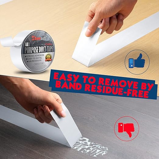 ETERART Heavy Duty White Duct Tape, Tear by Hand & Residue-Free Industrial Strength Adhesive, Waterproof Multi-Purpose Tape for Moving, Outdoor Repair and Home DIY, 2 Inch x 20 Yards