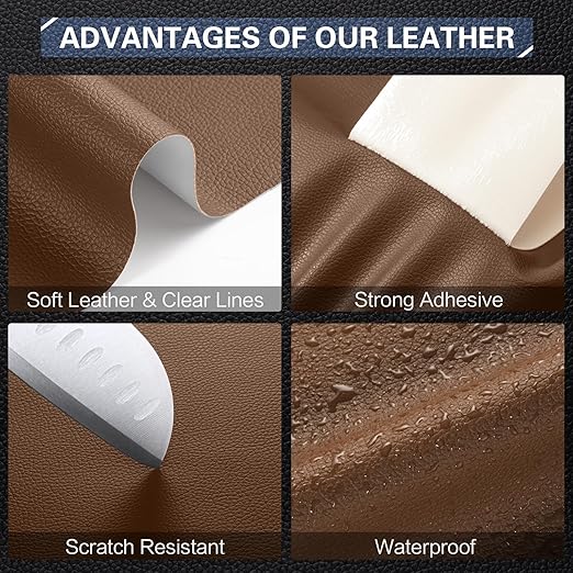 Leather Repair Kit for Furniture 4"x 63" Leather Tape Repair Patch Self Adhesive Sofa Vinyl Repair Patch Kit for Car Seat,Couch,Boat Seat,Chair - Caramel Brown