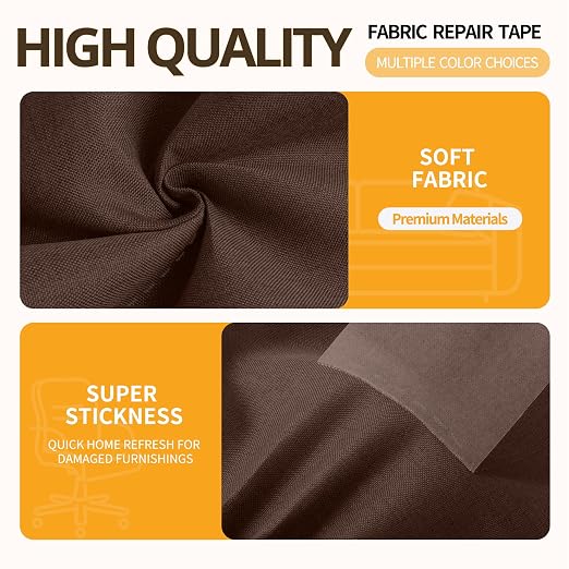 Fabric Repair Tape, Self-Adhesive Couch Patch Repair Fabric Patches for Furniture, Couch Repairing Kit Tape for Upholstery, Carpets, Chairs, Sofas, Pillows Linen 4x80 Inch Dark Brown