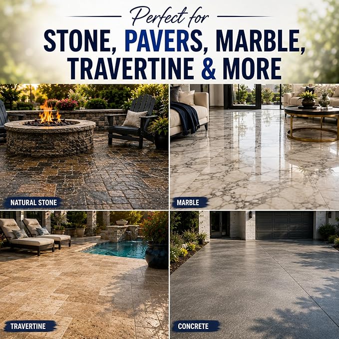 Color Enhancer Sealer for All-Natural Stone and Pavers. Marble, Travertine, Limestone, Granite, Slate, Concrete, Grout, Brick, Block. (Trial)