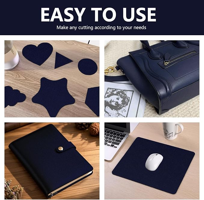 Leather Repair Patch 15.7x80 inch Large Self-Adhesive Leather Repair Tape Vinyl Leather Repair Kit for Sofa Car Seats Chairs Shoes Bags Damaged Furniture (Navy Blue)