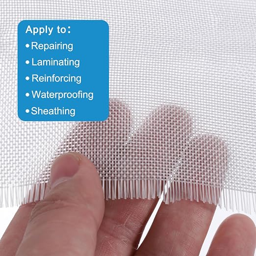 MECCANIXITY Fiberglass Cloth 5 OZ/135g 5m(5.45 Yards) x1m x 0.12mm E Glass Plain Weave Glass Fiber 53.82 Sq Feet, Woven Fabric for Boat RC Plane Auto Surfboard Tub Pool Repair