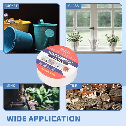 2" W X 32.8'L Waterproof Tape for Leaks Aluminum Butyl Tape with Adhesive for RV Repair, Glass Repairs, Air Mattress Patch, Window Caulking, Boat Sealing, Roof Patching