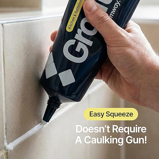 Hemway Bright White Grout Reviver Kit | Ready Mixed Grout Repair 400g / 210ml with 4 Piece Profiling Tool Kit | Wall & Floor Tile Adhesive, Kitchen Bathroom Shower, Fast Drying