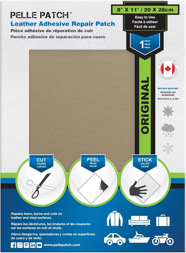 Leather Couch Repair Patch - 25 Colors Available - Original 8x11 - Beige